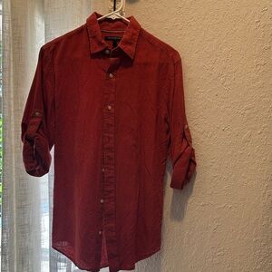 Banana Republic Men's Deep Red Casual Button Down Shirt